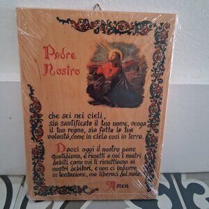 OUR FATHER IN ITALIAN PRAYER WOODEN PLAQUE
